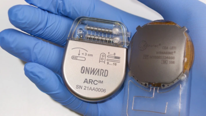 ONWARD ARC implantable neurostimulation device for spinal cord stimulation and brain-spine interface therapy